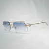 Designer-Sonnenbrille Vintage Randlos Quadratisch Herren Oculos Diamantschneiden Neue Linsenform Schirm Metallrahmen Klar zum Lesen Gafas