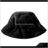 Hats Caps Hats, Scarves & Gloves Fashion Aessorieswomen Winter Solid Color Cow Print Bucket Hat Fuzzy Plush Outdoor Warm Wide Brim Vacation H