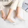 KNOW DREAM Chaussettes Femme En Soie Glacée D'été Peu Profonde Femmes Pur Coton Silicone Bateau Imprimé 210720