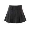 Saia estilo formado estilo listrado design de verão cintura alta plissada mini negra menina feminina roupa