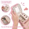 Jewelry Storage Box Portable Double-layer Zipper Bag High-grade Diamond Pattern Material Earring Cosmetics 211105