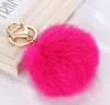 Многоцветный розовый кролик меховой мяч брелок сумка плюшевая машина ключ держатель подвесной ключ цепные кольца для женщин