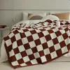 Outono inverno checkerboard checket cobertor espesso tampa de lã flanela folhas xadrez sofá macio adulto jogar cobertores cama macio