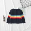 Jungen Regenbogen Kinder Strickwaren Herbst Winter Mode Baby Mädchen Kleidung Oberbekleidung Kinder Pullover Tops Mädchen Pullover 1-5 Jahre 210521