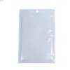 14x20cm (5.5x7.75 ") Sac en plastique d'emballage en plastique blanc / transparent à fermeture éclair pour valve, sac en plastique transparent pour vente au détail ziplock plat avec Hang Holegoods