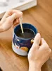 Becher Keramikschale Kaffeetassen Geschenk Große Kapazität 450ml Schnabelmilchkiste Verpackung mit Löffel CN ​​(Ursprung)