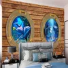 Papier peint Mural 3d Animal, paysage de dauphin océan mignon, amélioration de l'habitat moderne, salon chambre à coucher cuisine, peinture