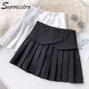 Spring Summer Mini Pleated Skirt Women Korean Style White Black High Waist Aesthetic Female Shorts Lining 210421