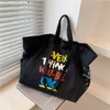Printed Canvas Bags Ladies Fashion Handbag Trend Cartoon Letters Shoulder Bag Shopping Bag