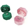 Jewelry Pouches, Bags Antique Octagon Velvet Ring Box Single Display Holder With Lid For Wedding Ceremony