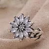 Klusterringar Ankomst 100% 925 Sterling Silver Luxury Shiny CZ Zircon Snowflake Lady Wedding Ring Bridal Ceremony Föreslå smycken