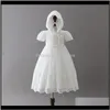 Sukienki Odzież Baby Kids Maternity Drop Dostawa 2021 Born Christening Gown Girl 024m Sukienka Set Hollow Solid Back Back Clars Odzież Baby Stroje