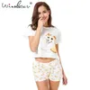 Women's Pajama Sets Dachshund Pug Corgi Chihuahua German Shepherd Dog Crop Top Shorts Elastic Waist Loose pijamas S6706 210901