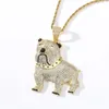 Hip Hop Cute Pet Dog Collana con ciondolo in oro placcato in argento con zirconi ghiacciati da uomo Bling Jewelry Gift