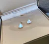 V gold material stud earring with fan shape shell and diamond in white color women party engagement jewelry PS37304751317
