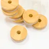 Wholesale 62mm 68mm Friendly Bamboo Lids Reusable Caps Drink juice lid with Straw Hole and Silicone Seal