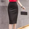 Large Size Skirt 4XL 5XL Slit Black Red Elastic OL Bandage Women Elegant Midi Pencil High Waist for Work 11023 210521