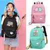 IMIDO Cute Cartoon Student Backpacks Large Capacity Breathable School Bag With USB Charging Chain Bundle Backpack For Girls 210911