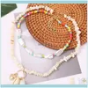 Hangers sieraden 2 stks/set boho gouden hartschelp hanger witte natuursteen kettingen voor vrouwen mode colorf kralen parel kralen ketting