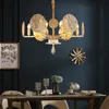Hängslampor lyxiga gyllene blomma el ljuskronor kreativ loft designer villa hall levande matsal lampor fixturer metall