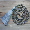 6mm Labradorite 108 Boncuk Mala Knot Kolye Çakra Retro Klasik Tibet Spiritua Bileklik Meditasyon Dua Mala