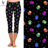 LETSFIND High Quaility 3D Colorful Dog PAWS Digital Printing Leggings Waist Plus Size Slim Women Mid-Calf Legging 210925