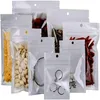 100 pcs / lote branco saco de plástico self self self packing zipper placas de varejo de comida café cookie biscoito sacos bolsas vazias