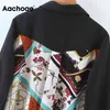 Elegante camicetta patchwork manica lunga da donna abbigliamento da ufficio camicie da donna colletto rovesciato vintage tunica top primavera autunno 210413