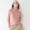 Suyadream Kadın Katı Yün Kazakları 100% Yün Balıkçı Yaka Düz Kazaklar Güz Kış Dip Gömlek Knitwear 211215