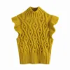 Kvinnor Geometrisk Crochet Stickning Tröja Casual Femme Hög krage Butterfly Sleeve Pullover Lady Loose Topps SW911 210430