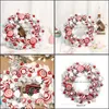 Festive Supplies Home Garden Decorative Flowers & Wreaths Simation Christmas Wreath And Candy Decoration Front Door Window Flower Ring Day P