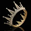 New Gold Luxo Cristal Bridal Tiara Royal Rainha Rei Coroa Para Acessórios De Cabelo Do Casamento Party Porm Round Crowns Hair Jóias X0625