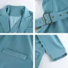 Streetwear Oversize Ladies Blue Blazer Women Suit Adjustable Ribbon Female Jacket Coat Autumn Notched Button Tops Outerwear 210415