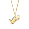 Edelstahl Gold Dinosaurier Cartoon Niedlichen Tier Anhänger Halskette Kind Kinder Schmuck Halsketten Geschenk Für ihn Ketten