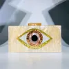 Lady Chain Shoulder Crossbody Handbag Acrylic Evil Eye Purse Women Box Evening Bags and Clutches208i