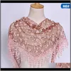 Wraps hattar, handskar mode aessoriesFashion Lace Sheer Floral Print Triangle Veil Scarves Women Mantilla Tassel Ladies Scarf Söt sjal Sex