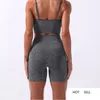 Kvinnor Yoga Set Fitness Suit High Waist Sport Gym Shorts + Sport Bra