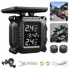 TPMS Motorcycles Tyre Pressure Monitoring System with 2 Sensors LCD Display Auto Alarm System Wireless Solar Real-time Tester