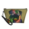 Färgglada mopliga damer Makeup Pouch Cute Dog Cosmetic Bag Women toalettartikel Organiser Koppling 2021 Rese Påsar Partihandel gratis Dropship Fall