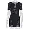 Plus Storlek Klipp ut Sexiga Zebra Mesh Transparent Kvinnor Mini Klänning För Strand Holiday Night Club Party Bodycon Pencil Shorts Dresses 220311