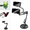 Mobiltelefonhållare 360 ​​Roterande flexibla armar Dubbelklämma Clips Smartphone Desktop Metal Bracket Phone Stand Support