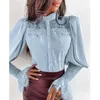Fashion Womens Tops and Blouses Elegant long sleeve OL Lace Shirt Ladies Slim Bodycon Blusa Feminina Office Lady Wear Clothes