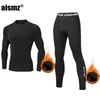 AISMZ Vinter termiska underkläder män underkläder uppsättningar kompression fleece svett snabb torkning termounderkläder underkläder långa johns 211108