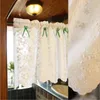 カーテンドレープハーフカーテンホワイトレースの花刺繍入りアメリカンスタイルの遮光ボウカクカットキッチンキャビネットドア