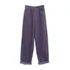 Forse U Donne Corduroy Pantaloni dritti a figura intera Casual Purple Black P0038 210529