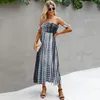 Tie Dye Drukuj Sexy Bez Ramiączek Damska Dress Lato Moda Wzburzyć Pasek Na Ramię Bez Rękawów Slim Bohemia Beach Maxi Sundress 210522