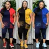 Plus Size Tracksuits Two Piece Set Africa Clothes 2021 Dashiki Fashion Striped Letters Suit Top Trousers Super Elastic Party For O2625