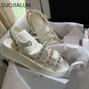 SUOJIALUN 2021 Nowa marka Kobiety Sandal Moda Łańcuch Niski Obsada Gladiator Buty Klamra Back Strap Casual Slajdy Buty Zapatos Mujer K78