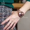 Shengke Women's Watches Fashion Leather Wrist Vintage Ladies Irregular Clock Mujer Bayan Kol Saati Montre Feminino 210616
