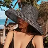 HT3072 Summer Hat Women Vintage Wide Brim Sun Female Dome Beach Cap Lady Breattable Straw Workwork8801498